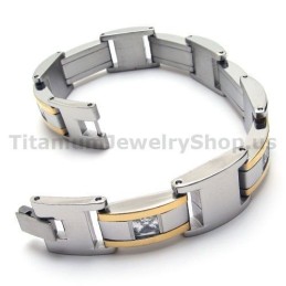 Pulseira Masculina De Titânio Com Diamantes