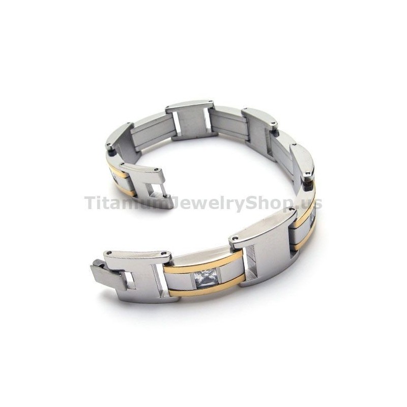 Pulseira Masculina De Titânio Com Diamantes Pulseira Masculina De Titânio Com Diamantes