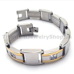 Pulseira Masculina De Titânio Com Diamantes