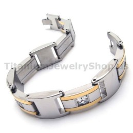 Pulseira Masculina De Titânio Com Diamantes