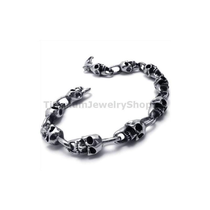 Pulseira Masculina De Titânio Com Caveira Pulseira Masculina De Titânio Com Caveira