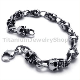 Pulseira Masculina De Titânio Com Caveira