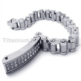 Pulseira Masculina De Titânio Com Diamantes