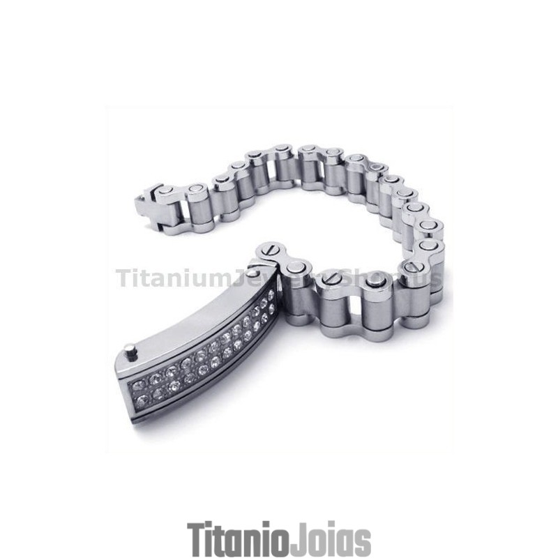 Pulseira Masculina De Titânio Com Diamantes Pulseira Masculina De Titânio Com Diamantes