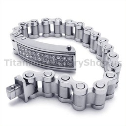 Pulseira Masculina De Titânio Com Diamantes
