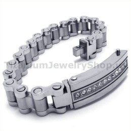 Pulseira Masculina De Titânio Com Diamantes