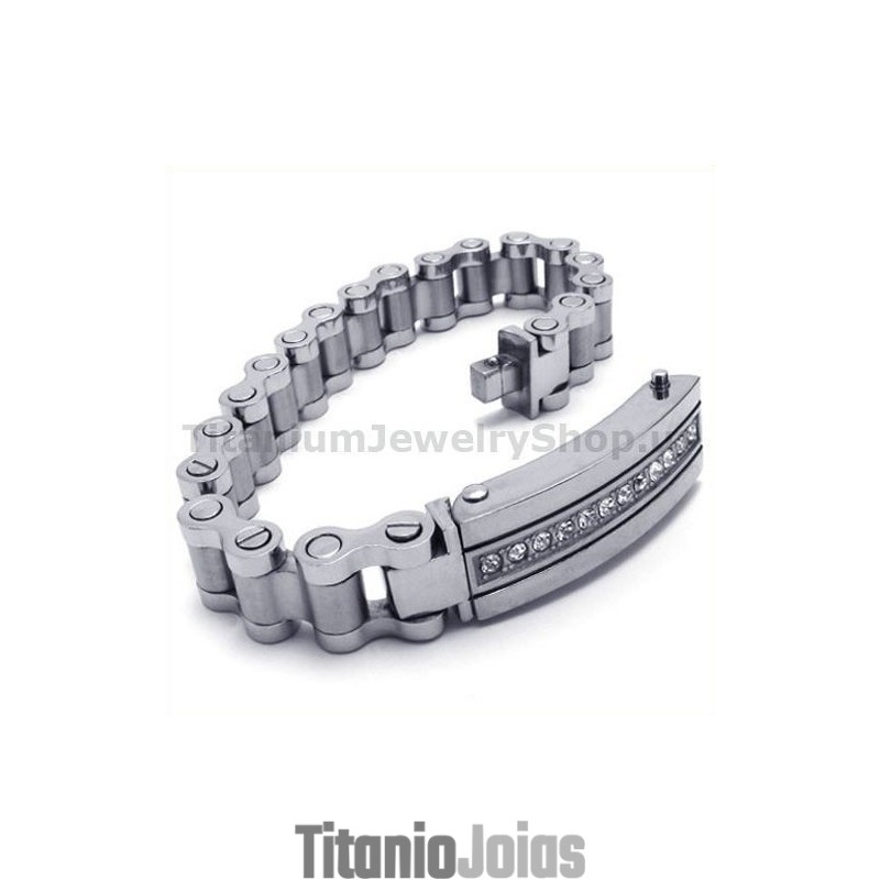 Pulseira Masculina De Titânio Com Diamantes Pulseira Masculina De Titânio Com Diamantes