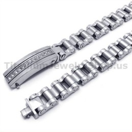 Pulseira Masculina De Titânio Com Diamantes