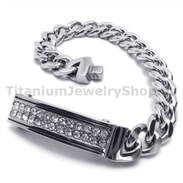 Pulseira Masculina De Titânio Com Diamantes