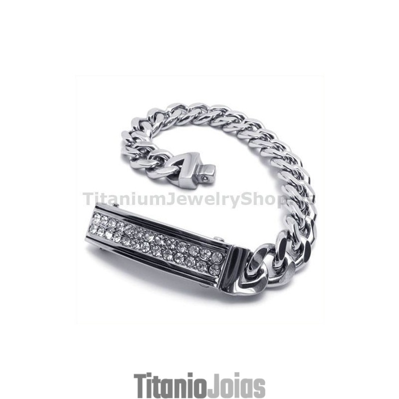 Pulseira Masculina De Titânio Com Diamantes Pulseira Masculina De Titânio Com Diamantes