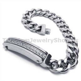 Pulseira Masculina De Titânio Com Diamantes