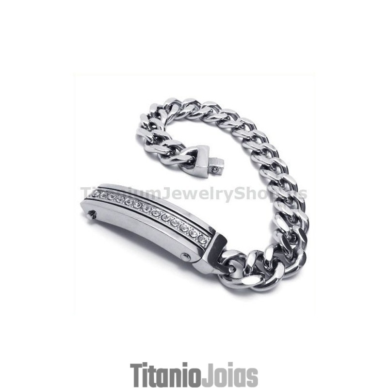 Pulseira Masculina De Titânio Com Diamantes Pulseira Masculina De Titânio Com Diamantes