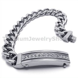 Pulseira Masculina De Titânio Com Diamantes