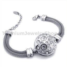 Pulseira Feminina De Titânio Com Diamantes