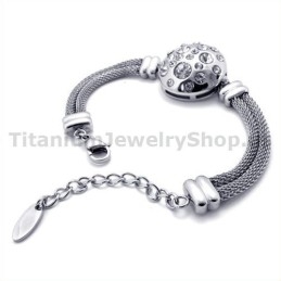 Pulseira Feminina De Titânio Com Diamantes