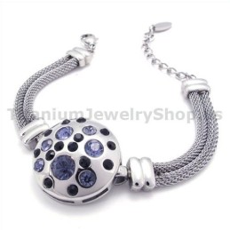 Pulseira Feminina De Titânio Com Diamantes
