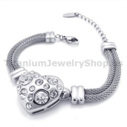 Pulseira Feminina De Titânio Com Diamantes