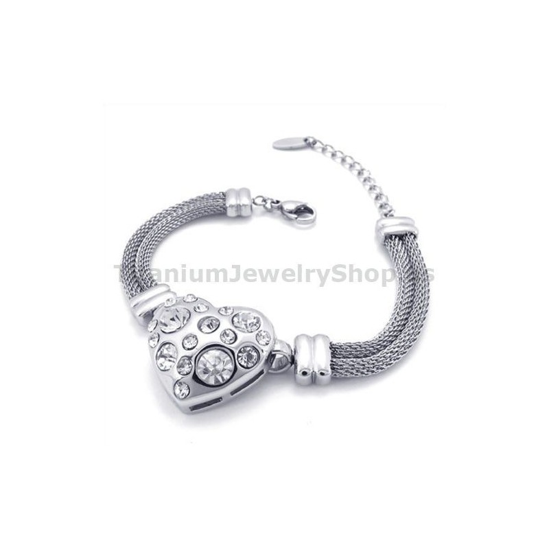 Pulseira Feminina De Titânio Com Diamantes Pulseira Feminina De Titânio Com Diamantes
