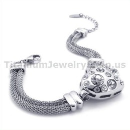 Pulseira Feminina De Titânio Com Diamantes