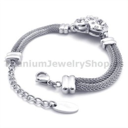 Pulseira Feminina De Titânio Com Diamantes