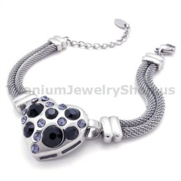 Pulseira Feminina De Titânio Com Diamantes