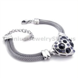 Pulseira Feminina De Titânio Com Diamantes