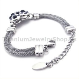 Pulseira Feminina De Titânio Com Diamantes