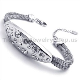 Pulseira Feminina De Titânio Com Diamantes