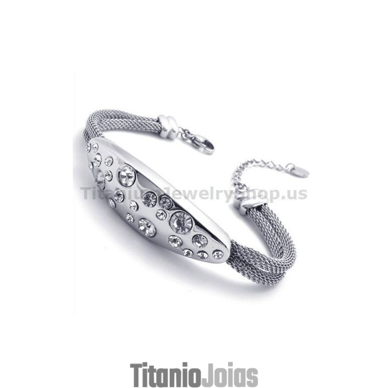 Pulseira Feminina De Titânio Com Diamantes Pulseira Feminina De Titânio Com Diamantes