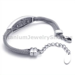 Pulseira Feminina De Titânio Com Diamantes