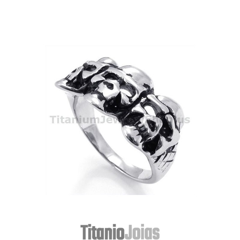 Anel De Titânio Com Três Caveiras Anel De Titânio Com Três Caveiras