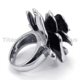 Anel De Titânio Com Flor