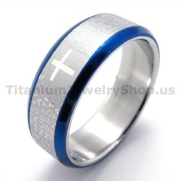 Anel De Titânio Cruzado (Azul)