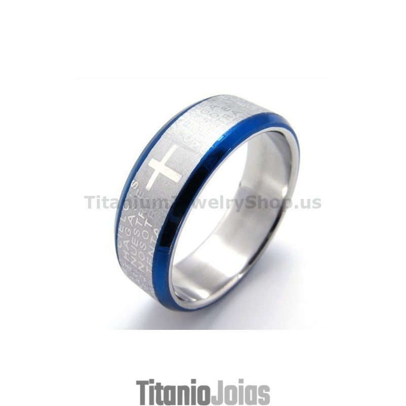 Anel De Titânio Cruzado (Azul)