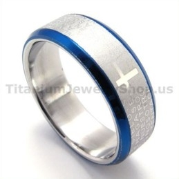 Anel De Titânio Cruzado (Azul)