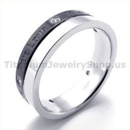 Anel De Titânio Preto Com Diamante True Love