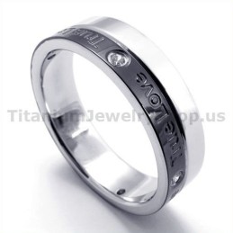 Anel De Titânio Preto Com Diamante True Love