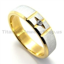 Anel Gloden Cross De Titânio Com Diamante