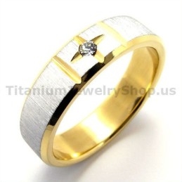 Anel Gloden Cross De Titânio Com Diamante