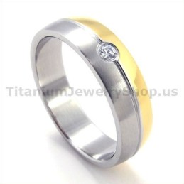 Anel De Titânio Com Diamante