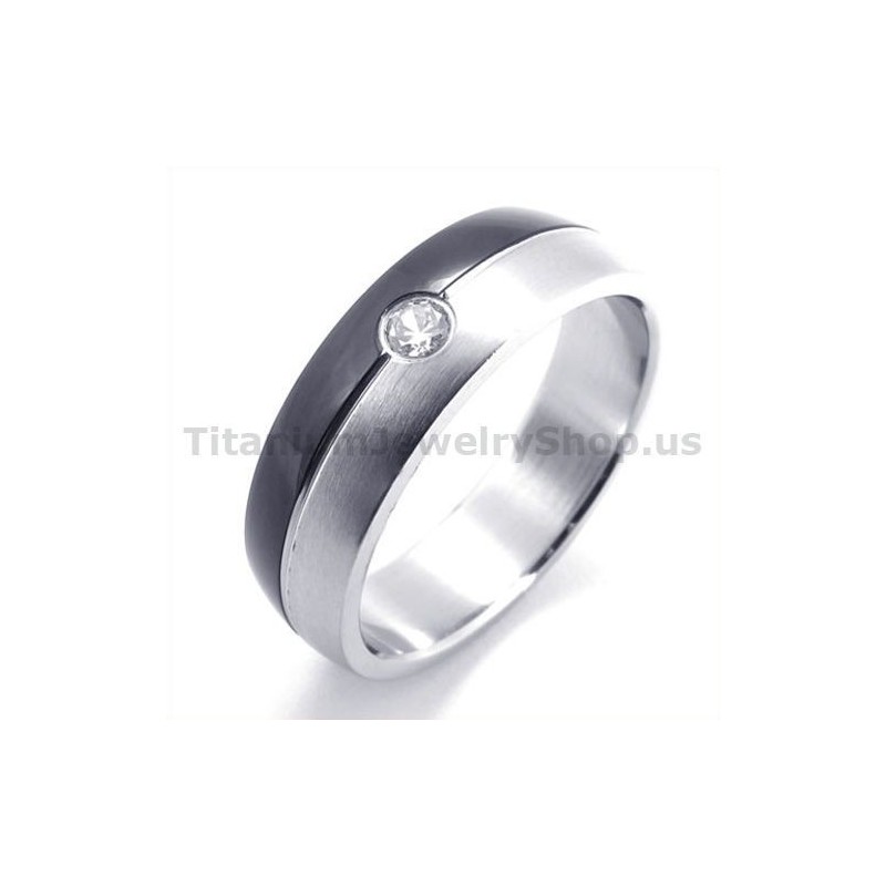 Anel De Titânio Preto Com Diamante Anel De Titânio Preto Com Diamante