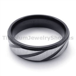 Anel De Titânio Preto Com Diamante
