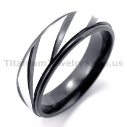 Anel De Titânio Preto Com Diamante
