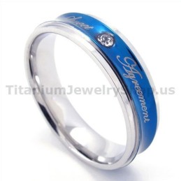 Anel De Titânio Com Diamante E Coração