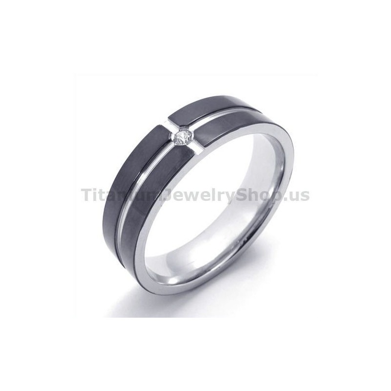 Anel De Titânio Preto Com Diamante Anel De Titânio Preto Com Diamante