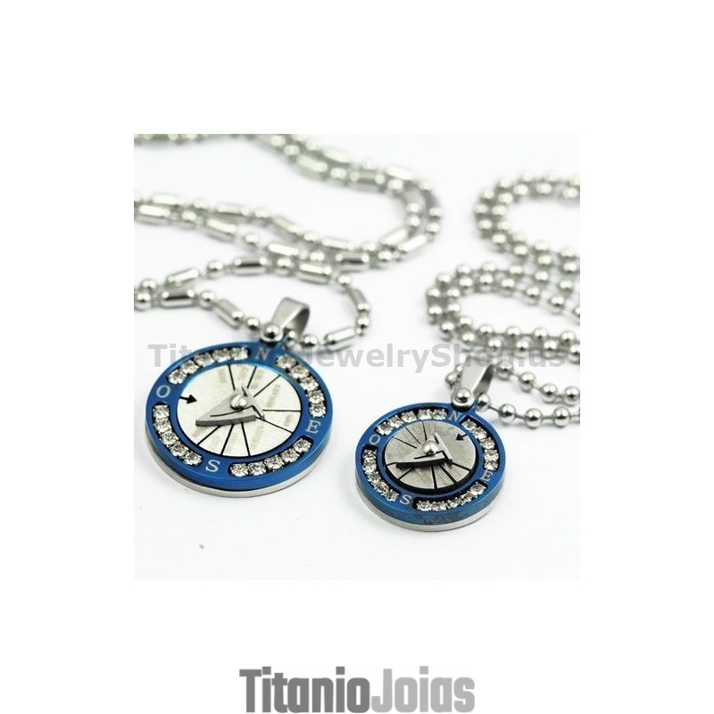 Pingentes De Titânio Compass Lovers Com Diamantes - Presentes Para O Dia Dos Namorados - Correntes Grátis Pingentes De Titânio Compass Lovers Com Diamantes - Presentes Para O Dia Dos Namorados - Correntes Grátis