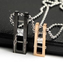 Pingentes De Titânio Dare To Love Lovers Com Diamantes - Presentes Para O Dia Dos Namorados - Correntes Grátis