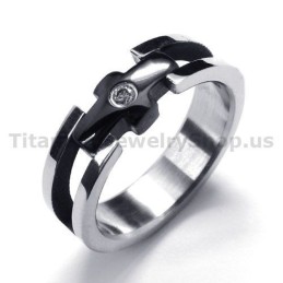 Anel De Titânio Com Diamante