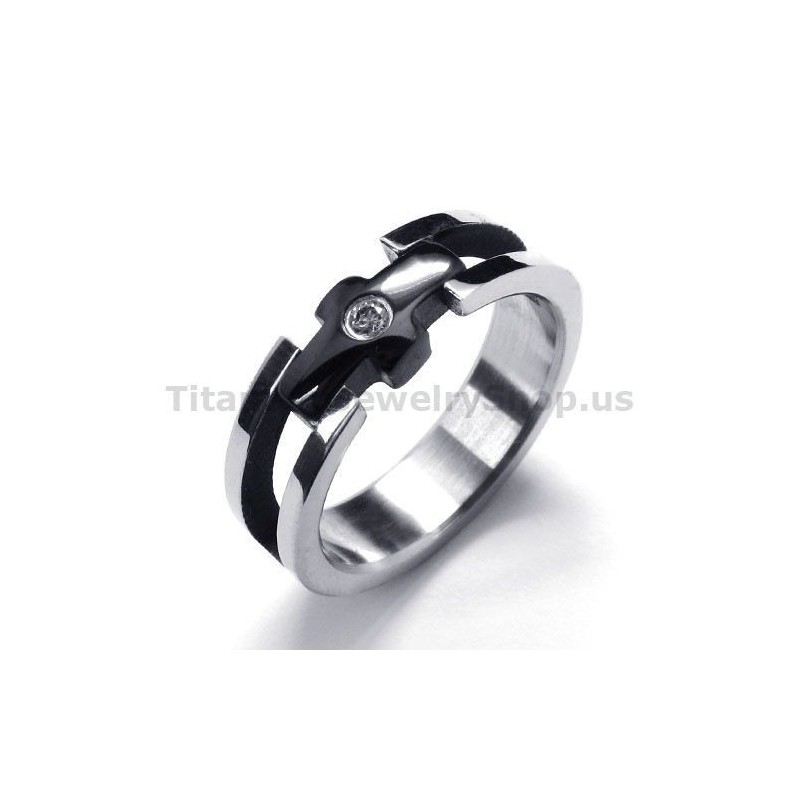 Anel De Titânio Com Diamante