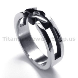 Anel De Titânio Com Diamante